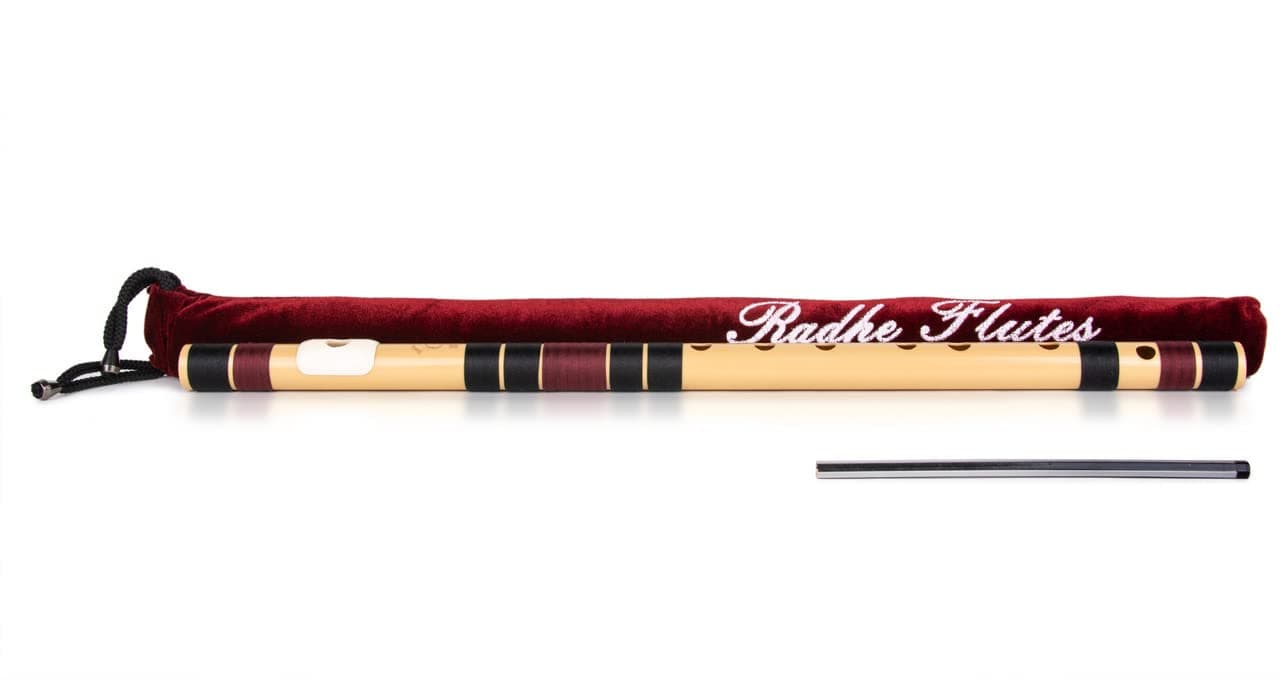 Radhe Flutes | C Natural Right Handed Middle Bansuri | Tuned With Tanpura A=440Hz | PVC Flute + Velvet Cover