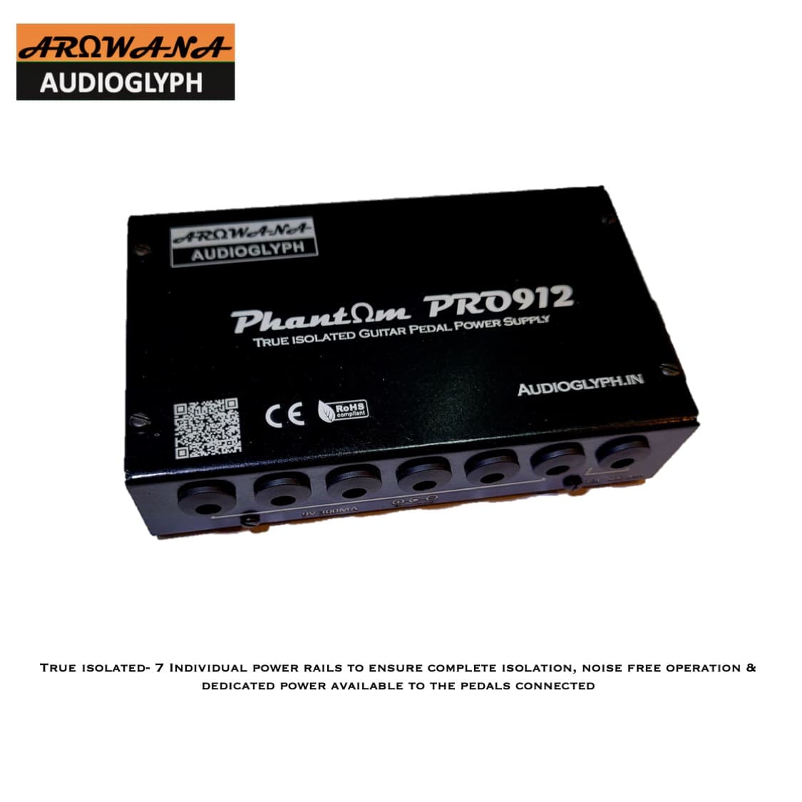 Phantom Pro912 True Isolated Guitar Pedal Power Supply 6 9v 300ma & 1 12v 850MA Center negative Noise Free